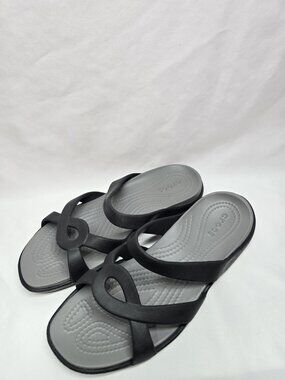 Crocs Meleen Twist Sandals Slip On Shoes Slides Women’s Size 8 Black/Grey